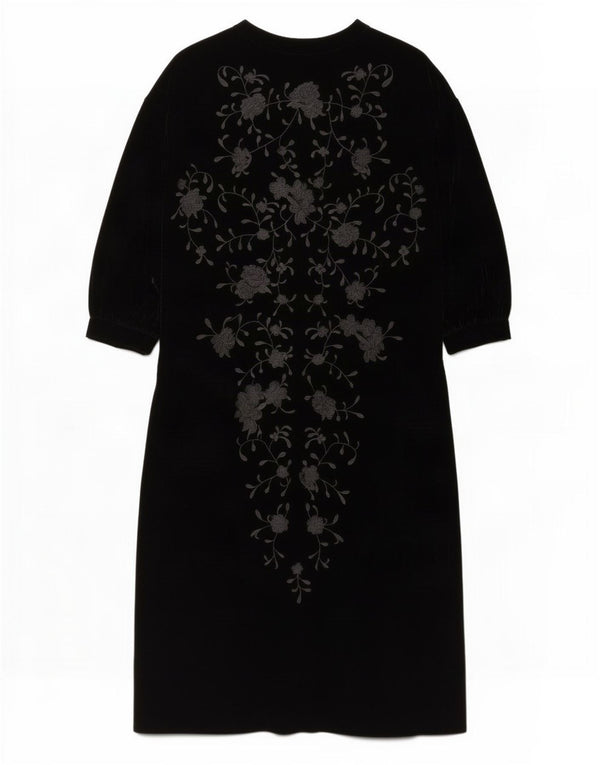 Zara Vestido maxi feminino oversized manga comprida veludo Reino Unido 6 XS preto floral