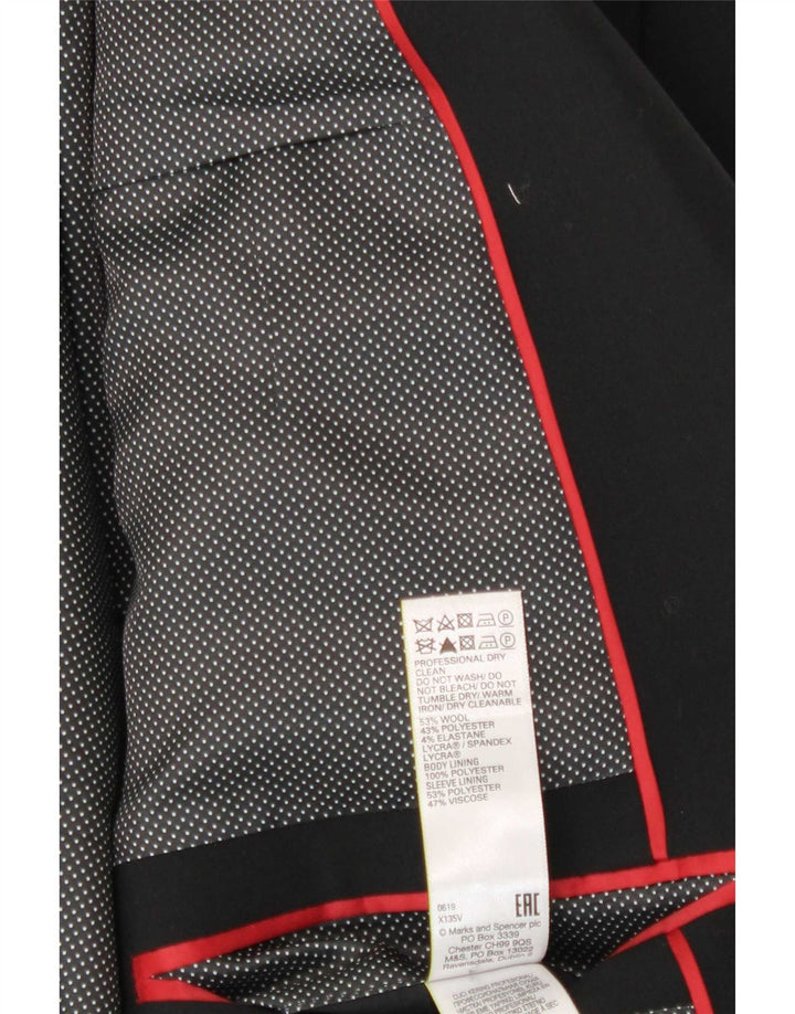 Jaqueta blazer masculina de 2 botões Marks & Spencer Reino Unido 48 2XL lã preta