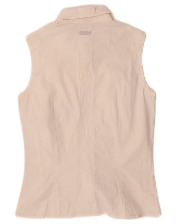 Blusa feminina sem mangas Calvin Klein Jeans Reino Unido 14 grande algodão branco