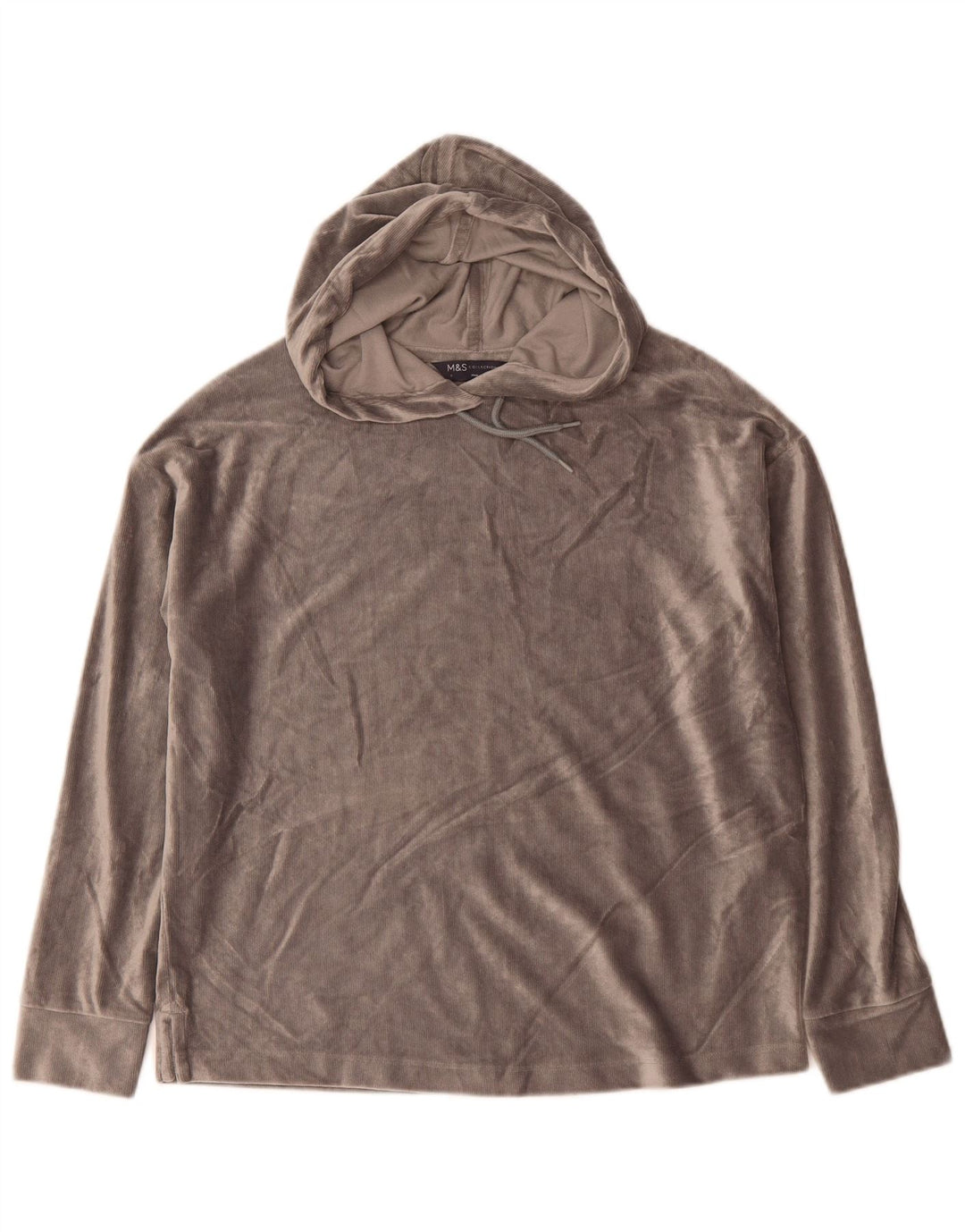 Suéter feminino Marks & Spencer com capuz grande de veludo Reino Unido 8 pequeno cinza