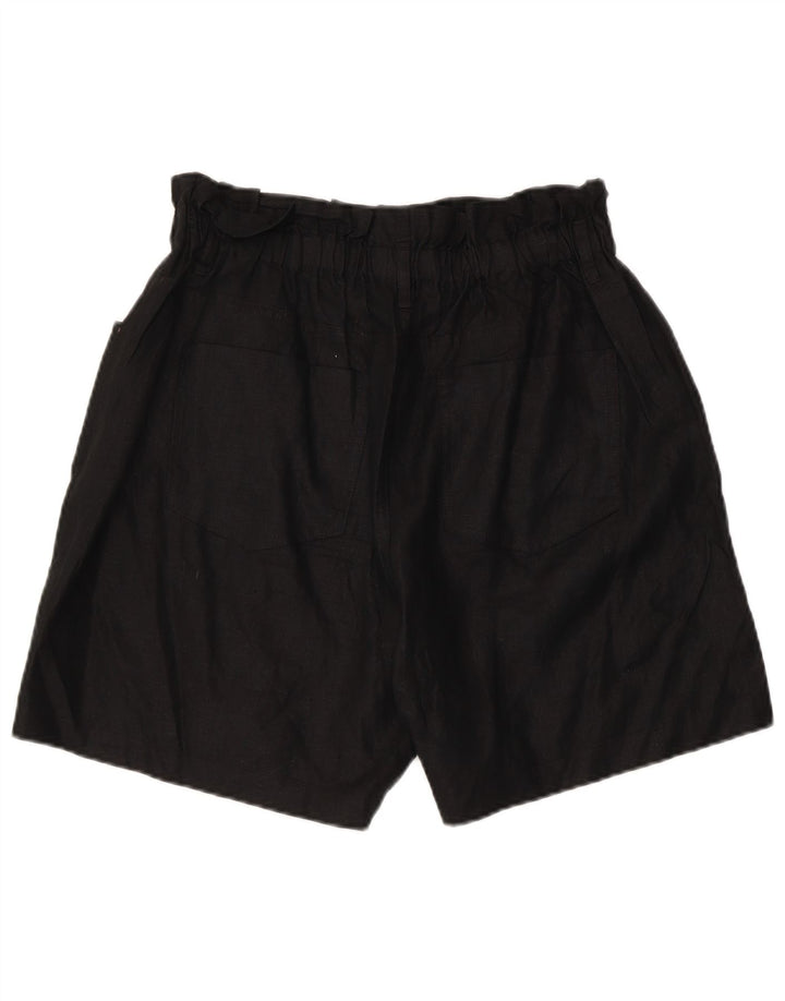 Shorts casuais femininos de cintura alta BENETTON Reino Unido 14 grande W32 linho preto