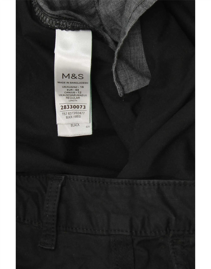 Calça feminina regular Marks & Spencer UK 16 W38 L29 algodão preto