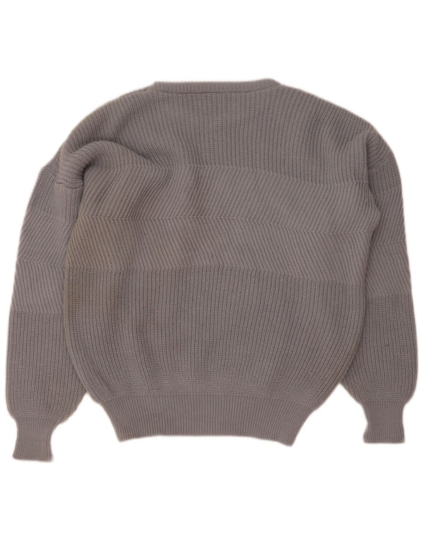 Suéter vintage masculino com gola redonda IT 50/52 grande lã cinza