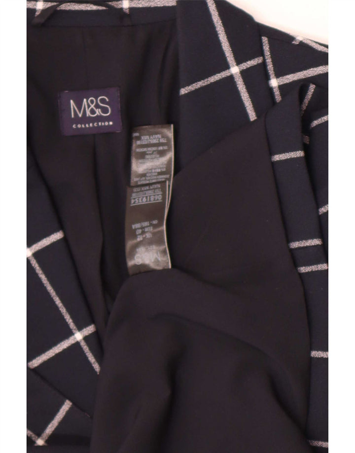 Jaqueta Blazer Feminina Marks & Spencer Reino Unido 12 Médio Azul Marinho Xadrez