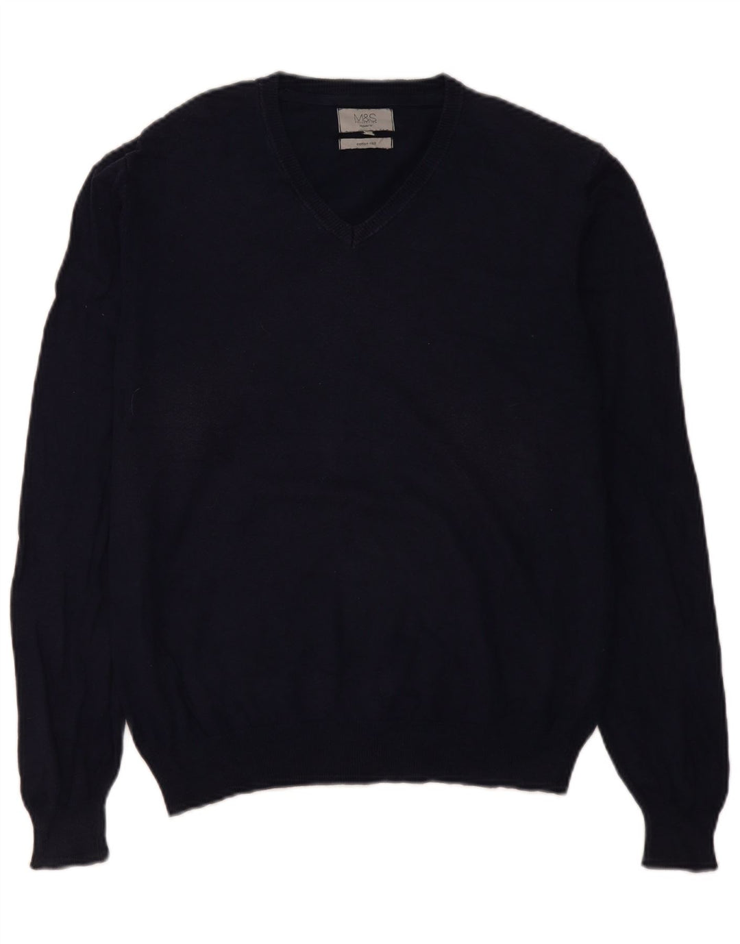 Suéter masculino Marks & Spencer regular fit com decote em V azul marinho médio