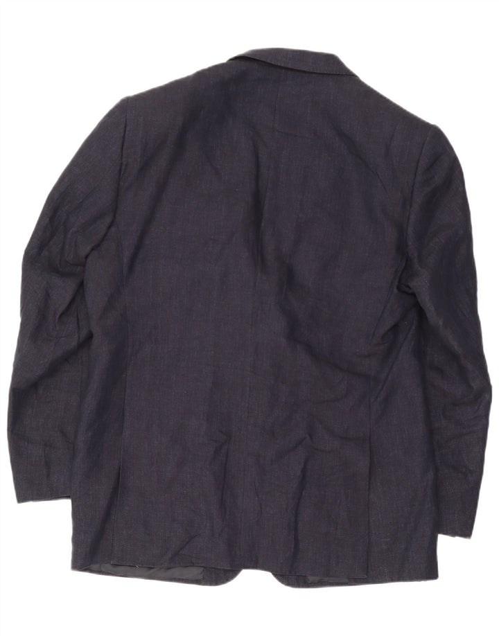 Jaqueta Blazer Masculina Valentino com 3 Botões IT 54 2XL Linho Azul Marinho