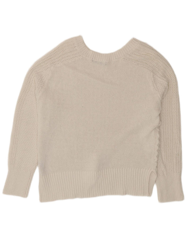 Suéter feminino Marks & Spencer com decote em V Reino Unido 16 grande algodão branco