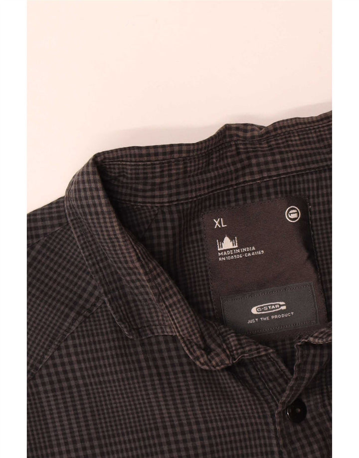 Camisa gráfica masculina G-Star XL cinza algodão guingão
