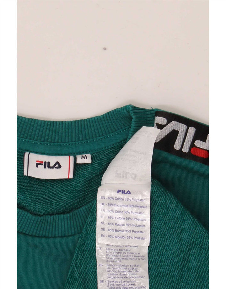 Fila moletom gráfico masculino jumper médio verde algodão colorblock