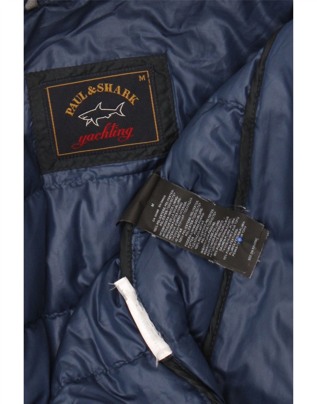 Jaqueta acolchoada masculina Paul & Shark UK 38 poliéster azul marinho médio