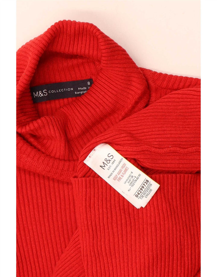 Top feminino Marks & Spencer manga comprida Reino Unido 8 viscose vermelha pequena