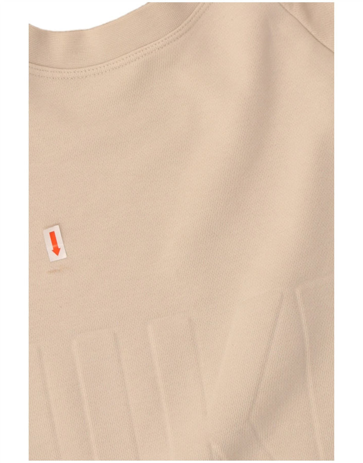 NIKE Womens Crop Oversized Graphic Moletom Jumper UIK 10 Pequeno Bege