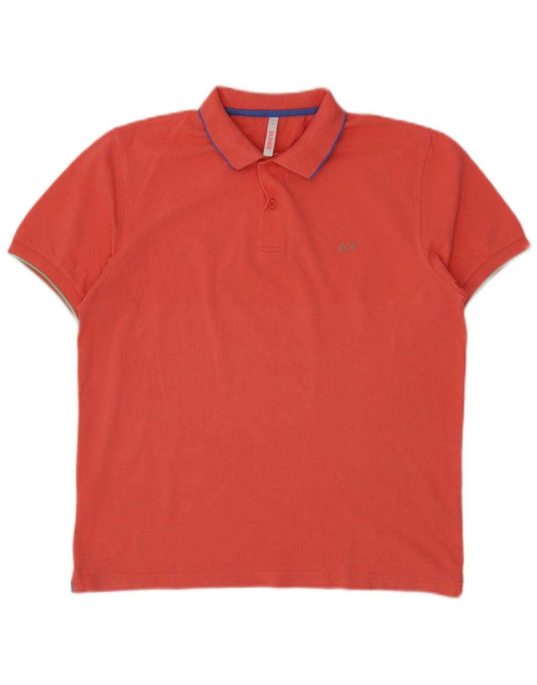 Camisa polo masculina SUN68 grande algodão laranja