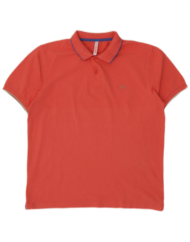 Camisa polo masculina SUN68 grande algodão laranja