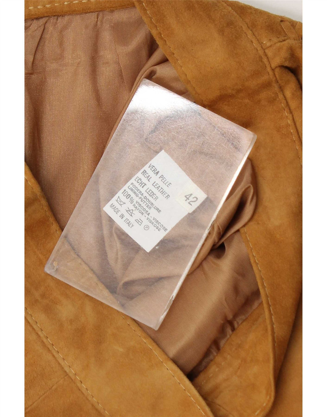 Saia feminina vintage de camurça IT 42 médio W28 couro bege