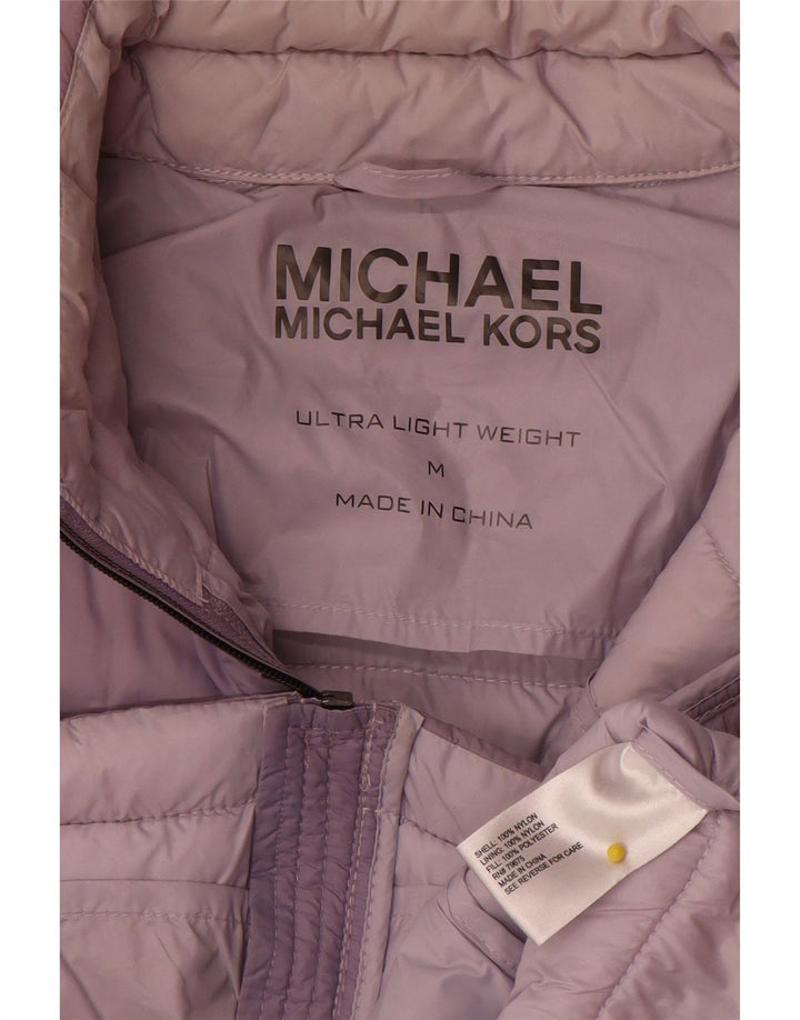 Jaqueta acolchoada feminina Michael Kors Reino Unido 14 nylon roxo médio