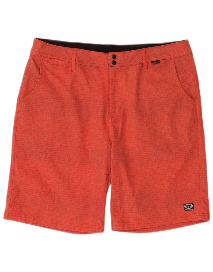 Animal Mens Chino Shorts W34 Grande Algodão Riscas Laranja