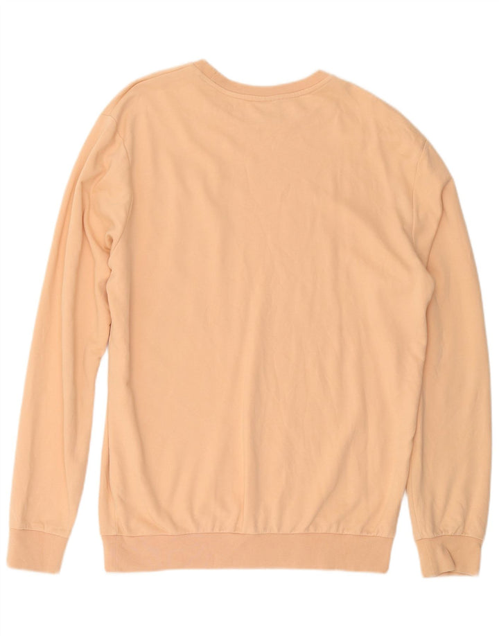 PUMA moletom feminino oversized jumper UK 14 médio algodão amarelo
