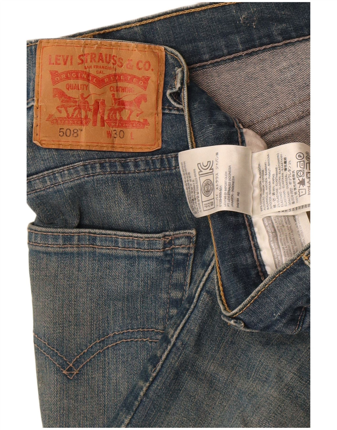 Shorts jeans masculino 508 Levi's W30 algodão azul médio