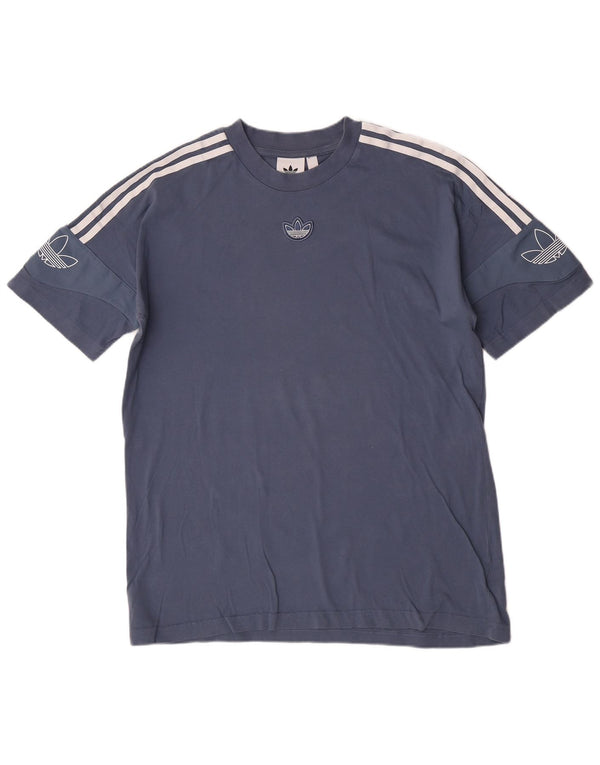 Camiseta masculina adidas manga curta regular gráfica top médio azul algodão