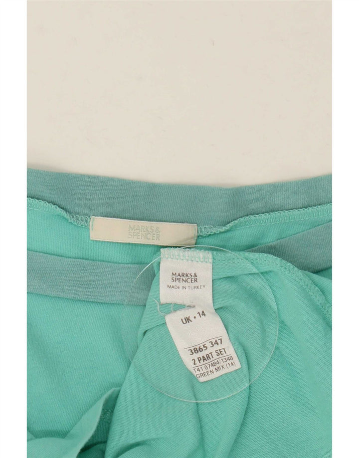 Marks & Spencer Top feminino de manga comprida sem ombro Reino Unido 14 verde médio