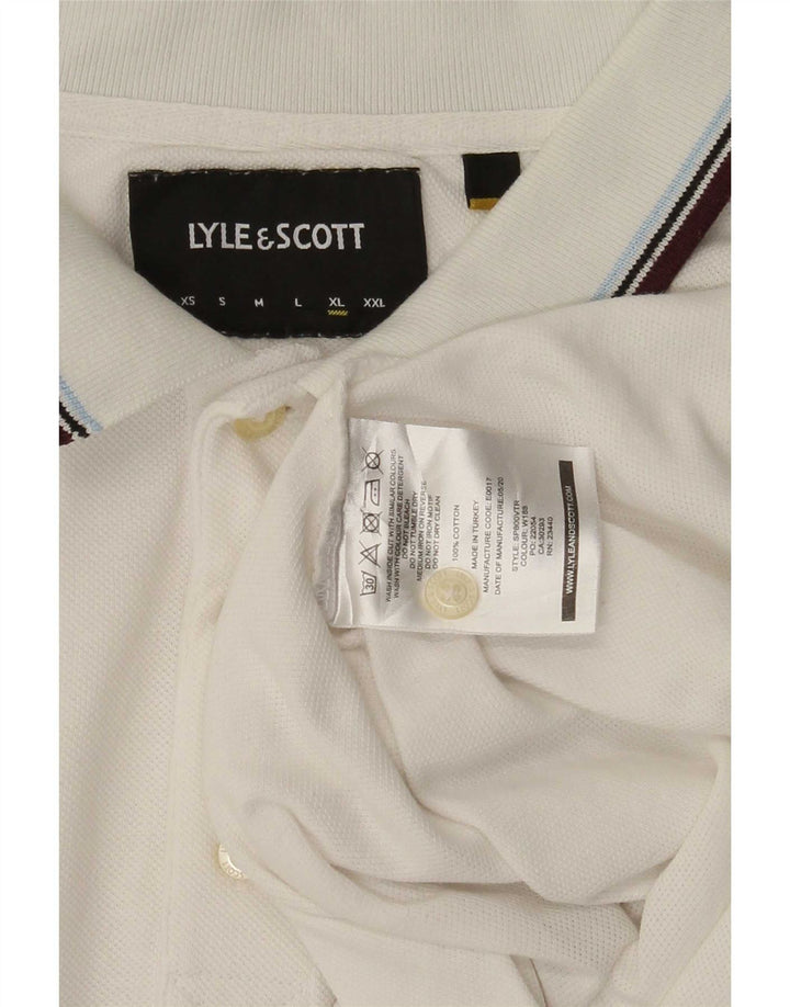Camisa polo masculina Lyle & Scott XL algodão listrado branco
