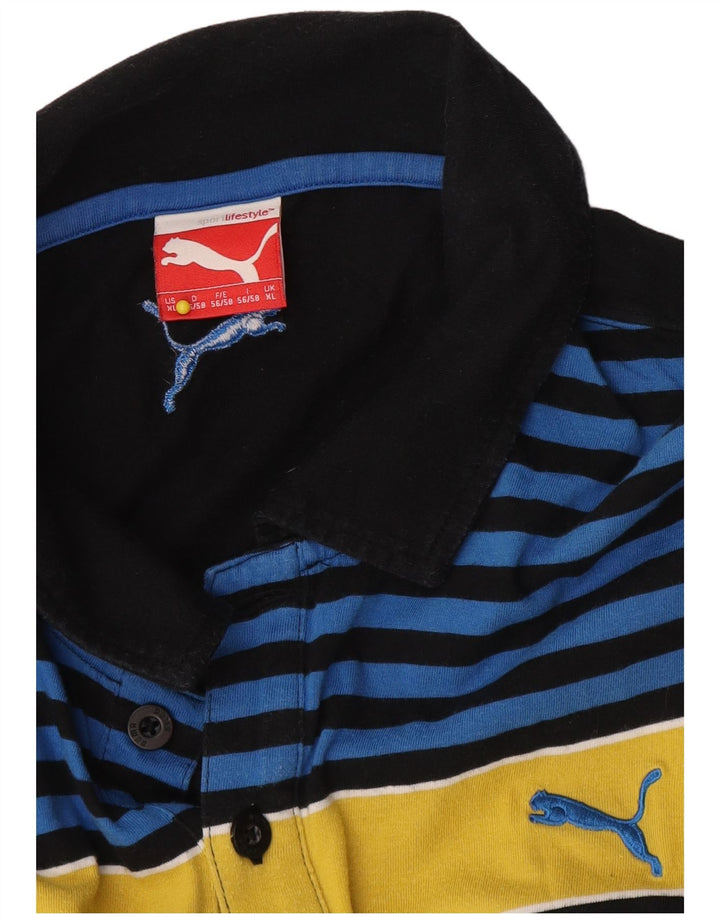 Camisa polo masculina Puma XL preta colorblock