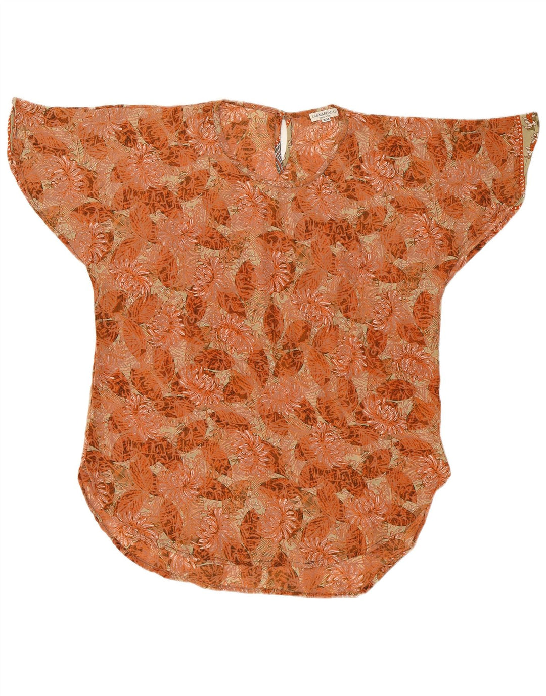 Blusa feminina oversized LAS MAREADAS Reino Unido 10 pequena seda floral laranja