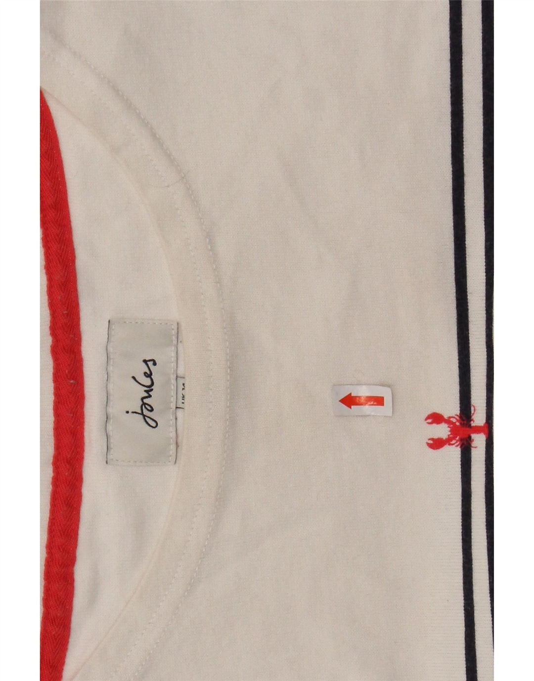 JOULES Top feminino de manga comprida UK 14 listrado branco grande