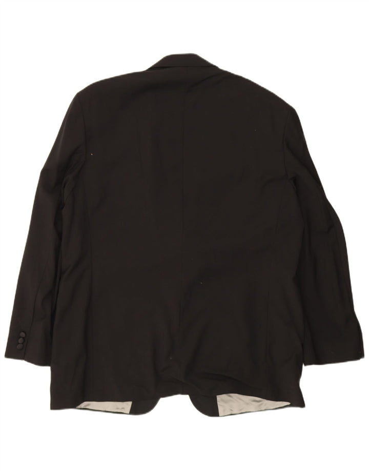 Jaqueta blazer masculina de 2 botões Marks & Spencer Reino Unido 42 XL preta de lã nova