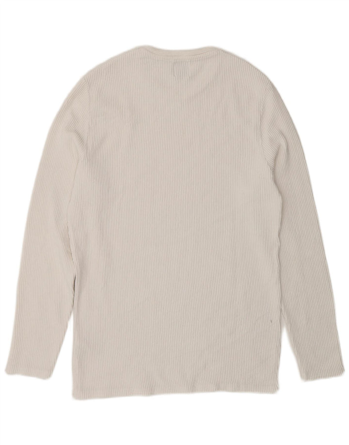 Zara Top masculino manga longa médio algodão branco