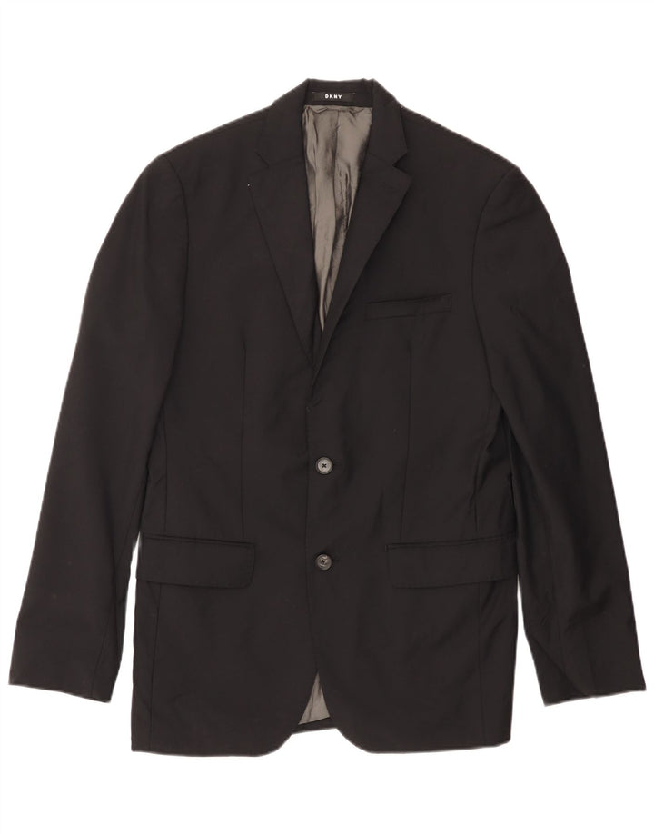 Jaqueta blazer masculina Dkny com 2 botões Reino Unido 38 lã preta média