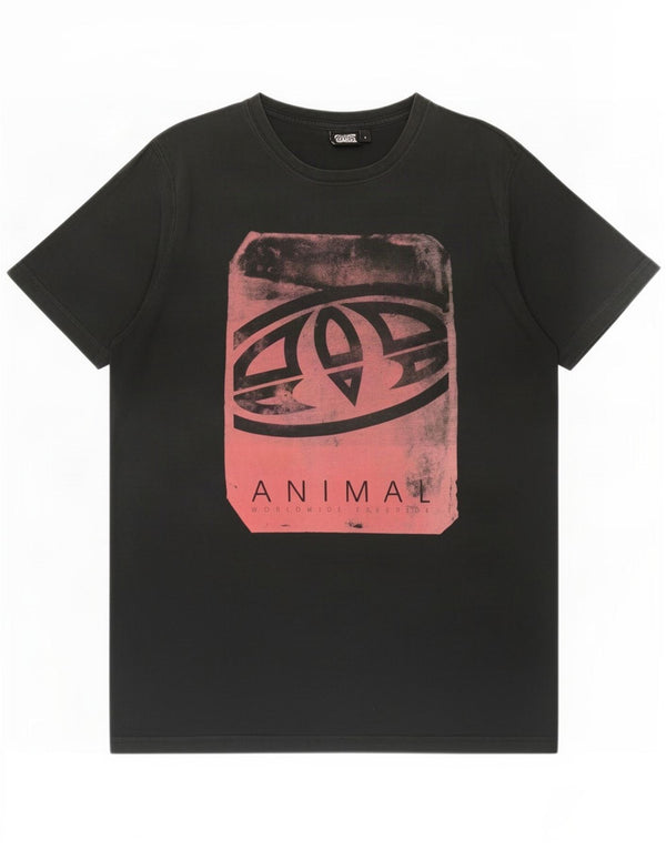 Camiseta gráfica masculina animal top grande algodão preto
