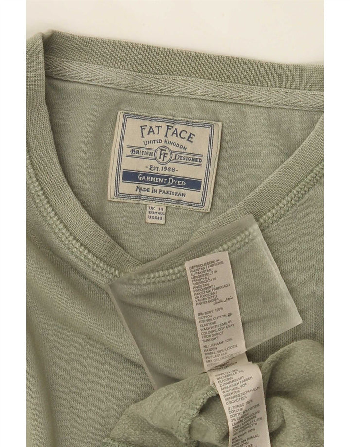 Jumper de moletom feminino Fat Face Reino Unido 14 algodão cáqui grande