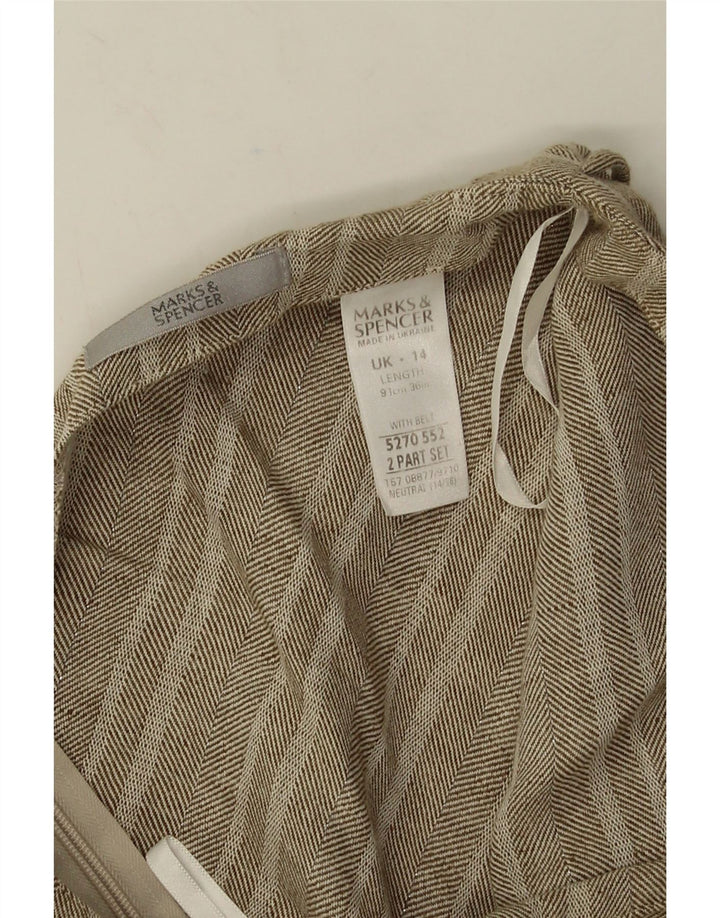 Saia maxi feminina Marks & Spencer Reino Unido 14 grande W32 algodão espinha de peixe cinza