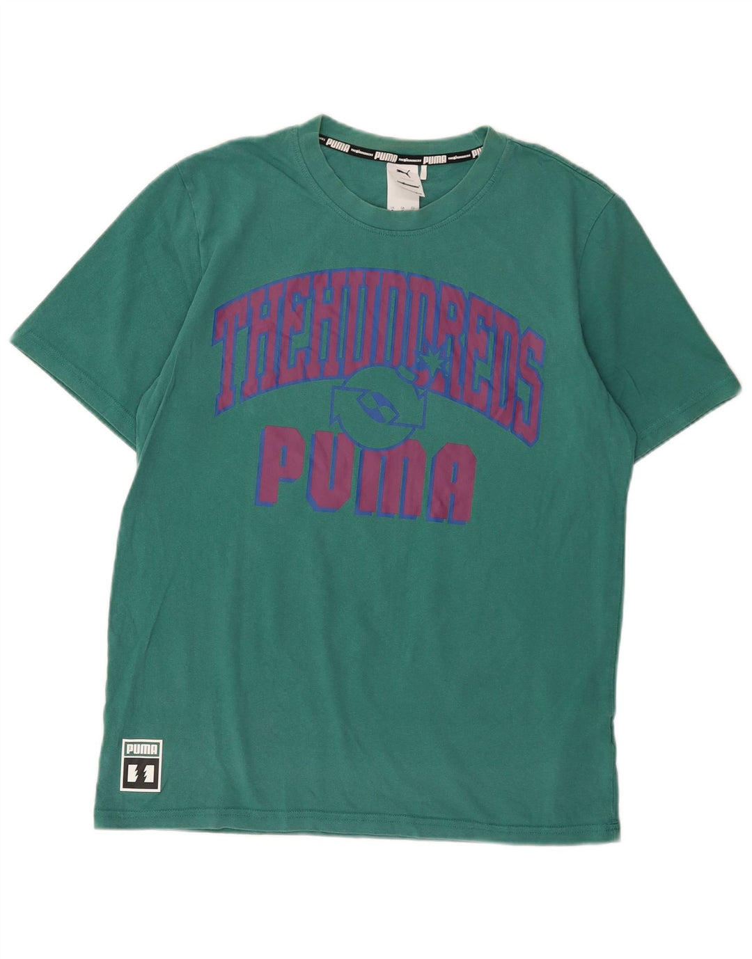Puma Mens Graphic T-Shirt Top Médio Algodão Verde