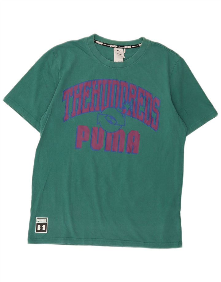 Puma Mens Graphic T-Shirt Top Médio Algodão Verde