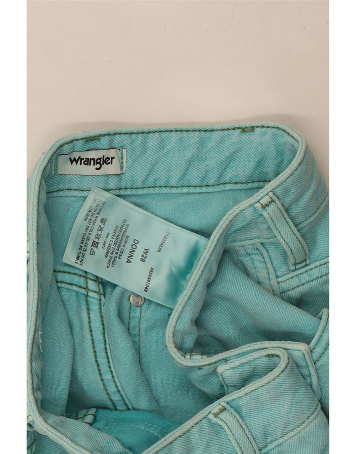Shorts jeans feminino WRANGLER W28 algodão turquesa médio