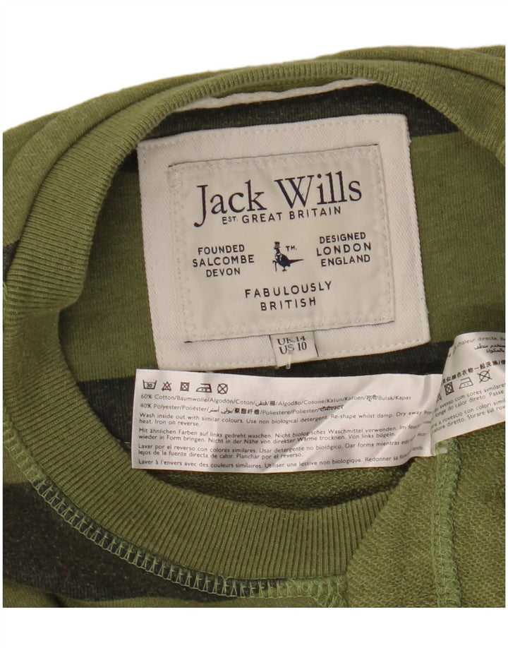 JACK WILLS Suéter feminino oversized Reino Unido 14 grande listrado cáqui