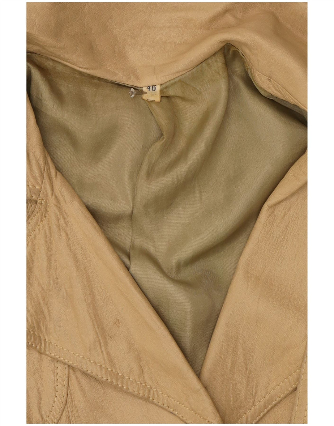 Jaqueta de couro feminina vintage IT 46 grande bege