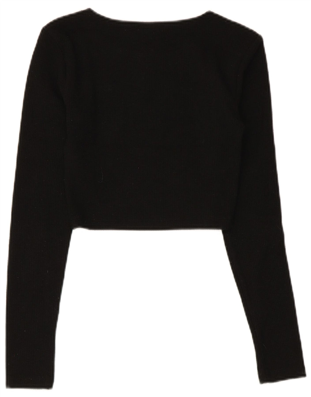 Zara Crop Top Feminino Manga Longa Reino Unido 8 Pequeno Poliéster Preto