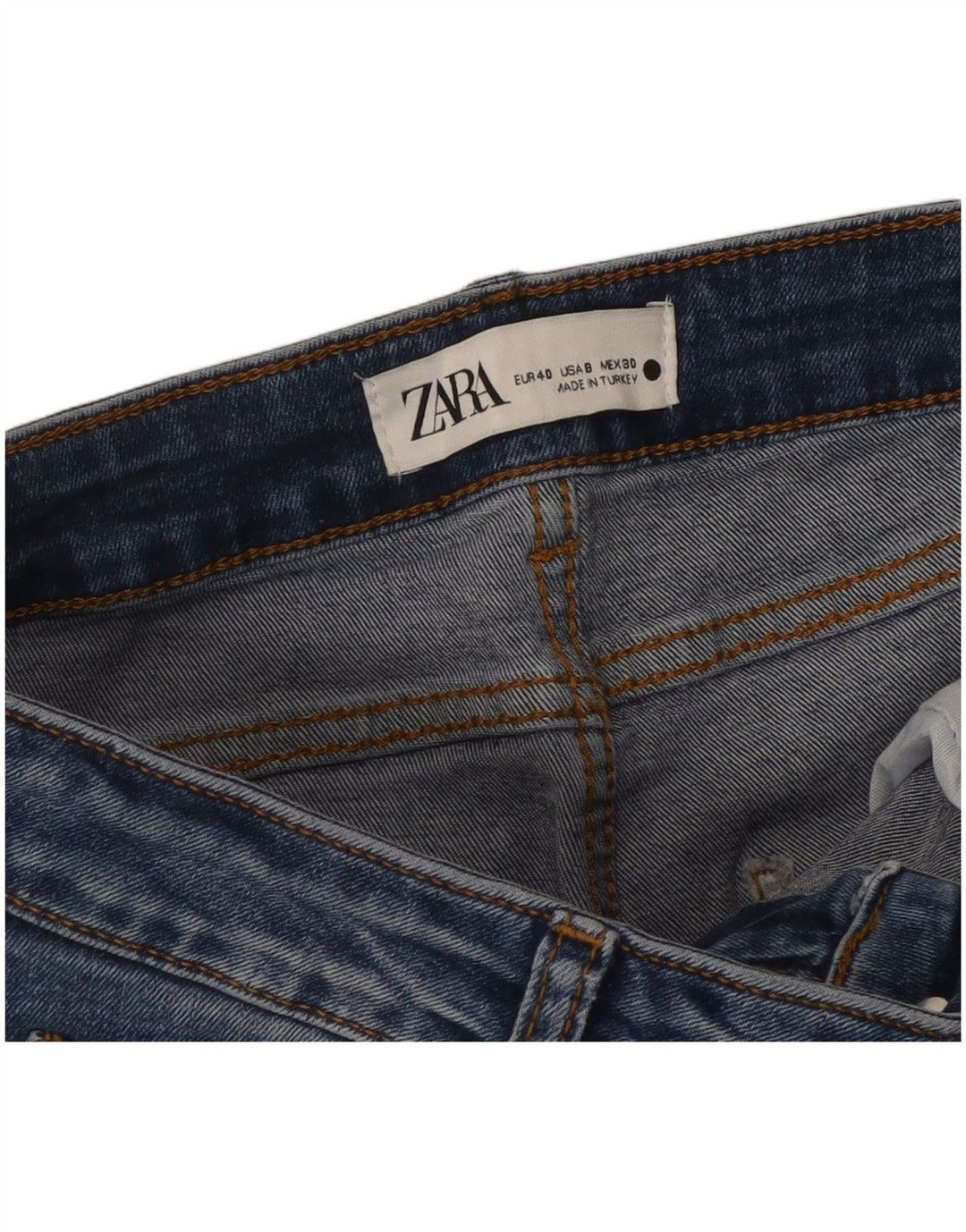 Zara Calça Jeans Feminina Flared EU 40 Médio W30 L30 Azul