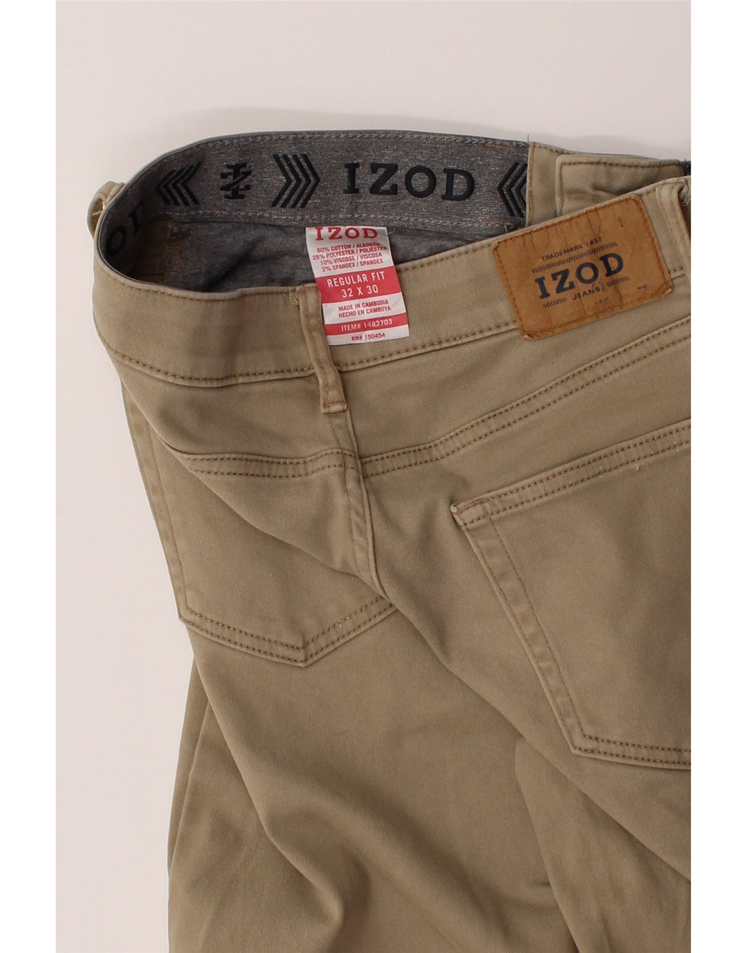 IZOD Mens Regular Fit Straight Casual Trousers W32 L30 Beige Cotton Vintage Izod and Second-Hand Izod from Messina Hembry 
