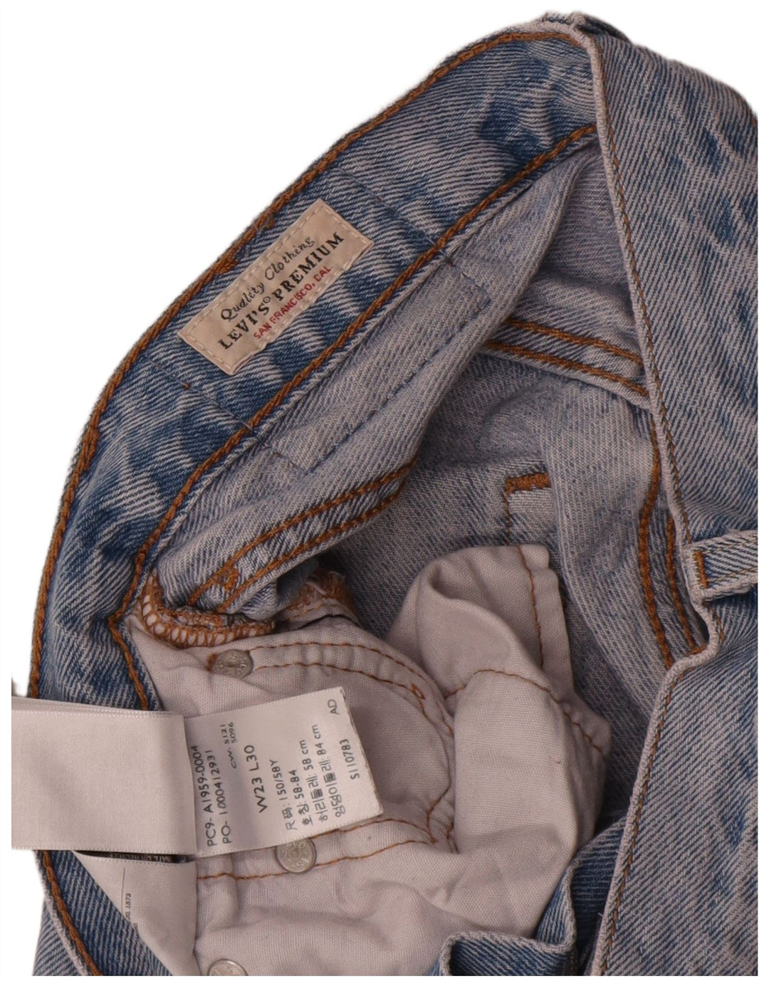 Calça Jeans Levis Feminina 501 Distressed Straight W23 L30 Azul Algodão