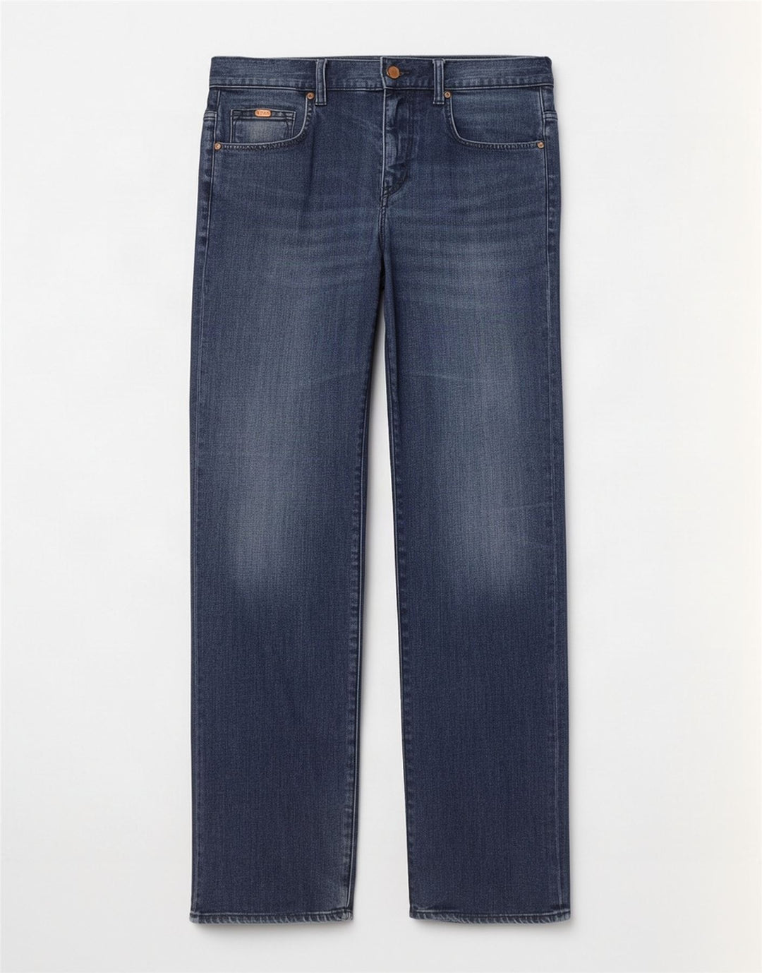 Hugo Boss Masculino Stretch Straight Jeans W32 L30 Azul Marinho Algodão