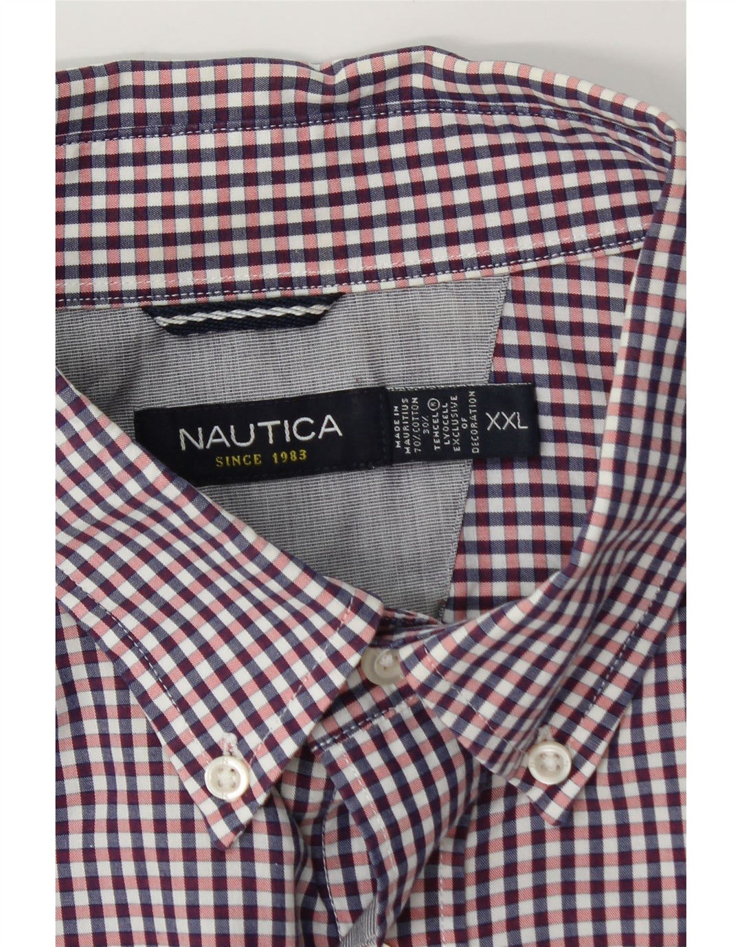 NAUTICA Mens Shirt 2XL Purple Gingham Cotton Vintage Nautica and Second-Hand Nautica from Messina Hembry 