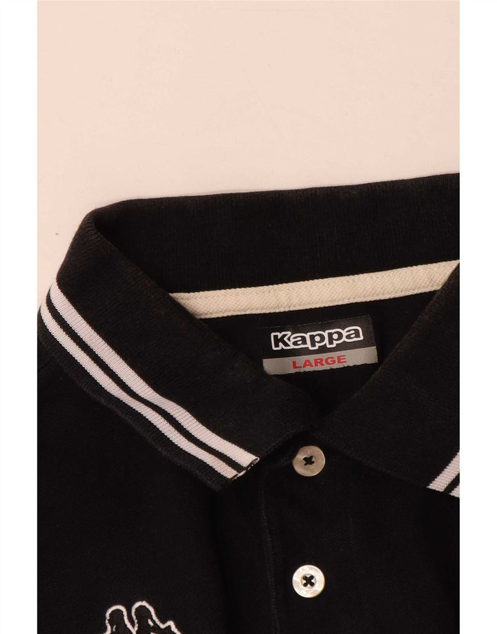 Camisa polo masculina Kappa grande listrada preta