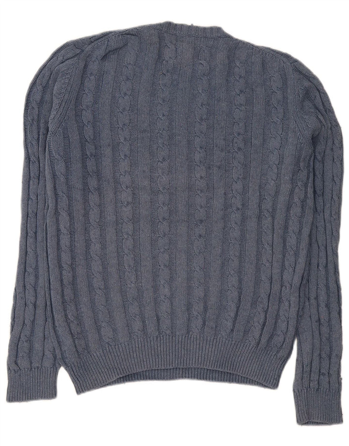 Suéter masculino Farah com gola redonda, pequeno algodão azul marinho