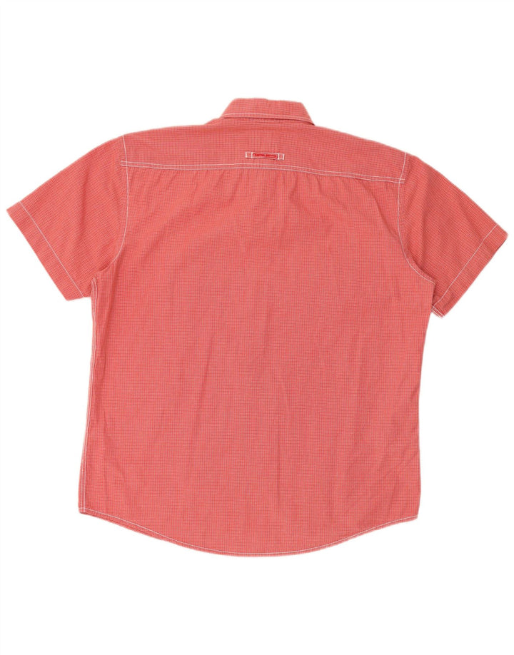 Camisa masculina de manga curta Camel Active grande algodão xadrez vermelho