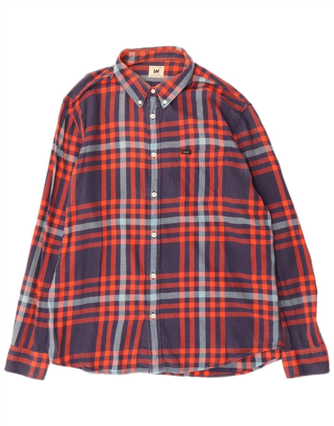 Camisa masculina de flanela Lee XL azul xadrez algodão